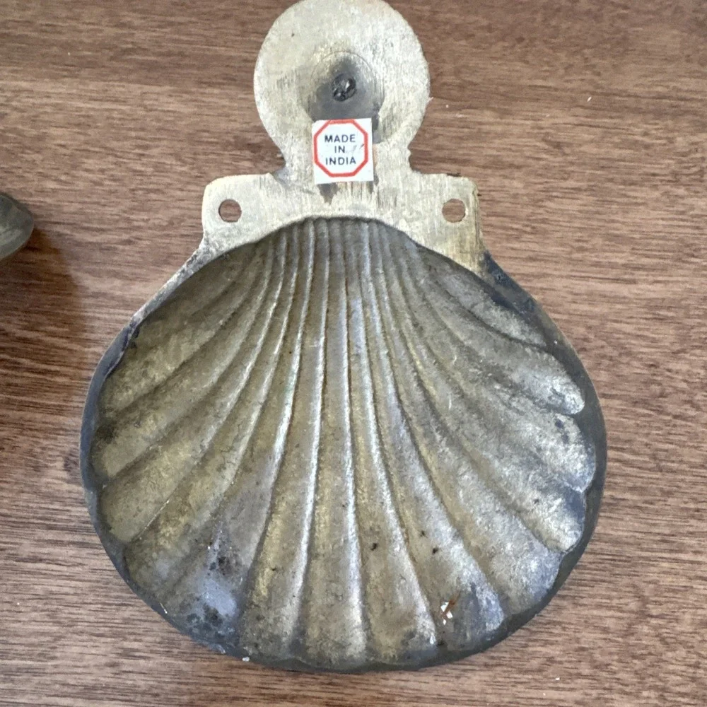 Vintage Brass Sea Shell Bathroom Accessories Toilet Paper, Hook & Towel Beach